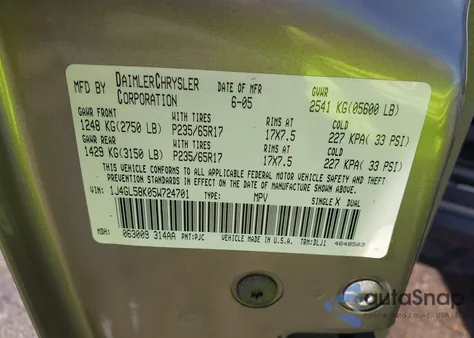 2005 Jeep Liberty Limited Edition from USA, damaged, VIN 1J4GL58K05W724701